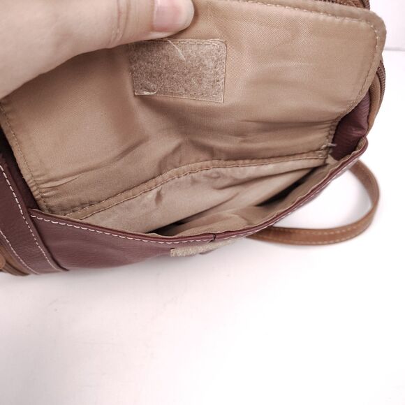 MultiSac Zippy Triple Compartment Two Tone Tan & Wine Adjustable Crossbody EUC - Picture 5 of 13
